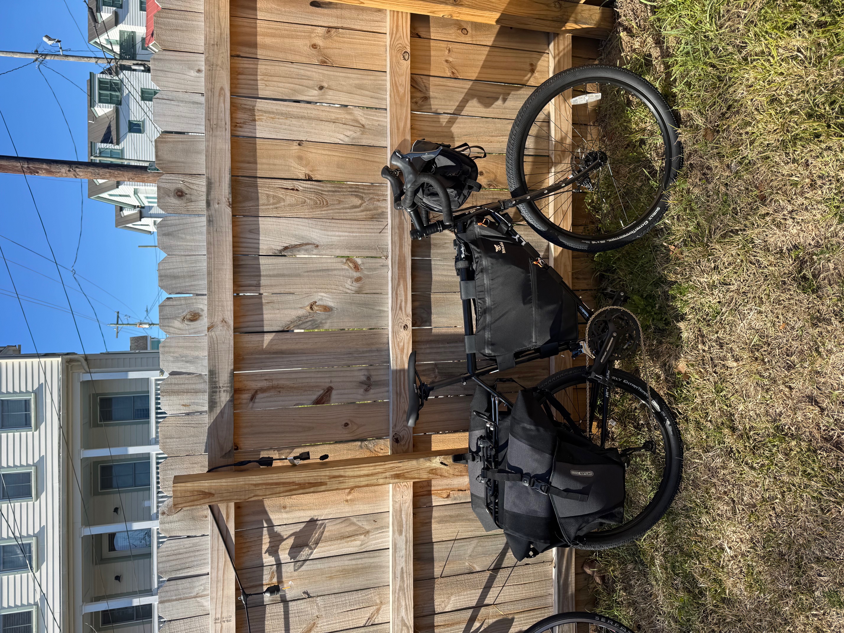 Will's bike packed for adventure
